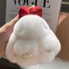 Pingente de Laço Pelúcia Pelo de Coelho Rex Chaveiro Desenho Animado Fofo Pingente de Bolsa Acessório Feito à Mão