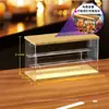Caja de almacenamiento de modelo acrílico, soporte de exhibición apilable transparente de madera maciza para figuras y insignias, vitrina a prueba de polvo para Pop Mart