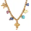 Collar de Acero Inoxidable Chapado en Oro de 18K con Colgante Estilo Sudasiático, Cadena Hecha a Mano, Personalidad Creativa de Nicho Europeo y Americano, Color, Collar para Mujer