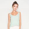 Liquidação de Tamanhos Descontinuados: Camisole 100% Lã com Decote Duplo em V, Estilo Feminino, Adequado para Usar em Camadas ou Sozinho, Top Base Curto