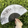 Leque Dobrável Estilo Antigo Transfronteiriço para o Verão, Estilo Chinês, Hanfu, Cheongsam, Leque Pequeno Dobrável de Bambu Portátil para Mulheres