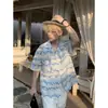 Camisas Hawaiianas Retrô Americanas de Manga Curta para Homens e Mulheres, Verão Finas Vazadas Casuais de Praia Versáteis Largas Tendência