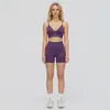 Nuevo Conjunto de Yoga de Color Sólido sin Costuras con Doble Tirante para Mujer Transpirable Alta Elasticidad Conjunto de Sujetador Ropa Deportiva para Correr Fitness