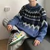 Camada Base de Lã Jacquard para o Natal Atacado Outono Inverno Gola Redonda Tricô Suéter Masculino Fair Isle