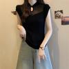 Nuevo Estilo Chino Estilo Chino Blanco Manga Corta 2024 con Hebilla para Verano Nicho Chic Dulce y Picante Top de Punto Básico
