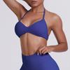Sujetador Deportivo de Tirante Cruzado Color Sólido Espalda Hermosa Alta Resistencia Transpirable Tejido Halter Ropa de Fitness Ropa de Yoga para Mujer