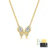 Collar de Plata de Ley S925 con Moissanita Marqués y Mariposa para Mujer Cadena Clavicular Clásica de Moda Lujo Ligero Venta al por Mayor de Fábrica