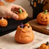 Caixa de Armazenamento de Abóbora Engraçada 3D Molde de Silicone DIY Halloween Copo de Vela de Abóbora Molde de Pote de Armazenamento Atacado