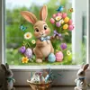 Flores de Pascua pájaros huevos de colores conejos adornos electricidad estática puerta de cristal ventana pegatinas flores ambiente mariposas