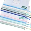 Bolsa de arquivo em malha de PVC transparente, bolsa para armazenamento de provas de estudante, grande capacidade, espessada, à prova d'água, bolsa para documentos com zíper e etiqueta