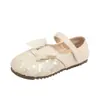 Elegantes Zapatos de Princesa para Niñas 2026 Primavera y Otoño Nuevos Zapatos de Cuero para Niñas con Lazo y Lentejuelas, Zapatos de Boca Baja para Niñas