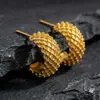 Pendientes Geométricos en Forma de C con Cuadrícula y Rombos Estilo Europeo y Americano, Moda Transfronteriza, Pendientes Sencillos y de Lujo Ligero, Joyería Chapada en Oro de Acero Inoxidable