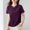 Camiseta de manga curta com decote V, 92% algodão 8% elastano, para mulheres, novo estilo de verão, simples e casual, top de vestir super estiloso para o dia a dia