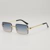 Gafas de Sol Cuadradas Sin Marco para Hombre Estilo Nuevo 2025 Plagian Gafas de Sol Atractivas para Mujer Retro Europeo y Americano Hip Hop Americano