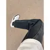 Pantalones Estilo Americano Estilo Calle Alta Costura de Nicho Sentido Yuppies Guapo Jeans de Calle Quemados Ajustados Adelgazantes Pierna Recta Sueltos Azules