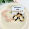 Pendientes de Moda Europeos y Americanos Transfronterizos Más Vendidos, Simples, Retro, con Formas Geométricas y Estampado de Leopardo, Elegante Set de Pendientes Cortos de Botón