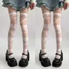 Medias con tiras Blanco Deseo Puro Calcetines Lolita Subcultura Calcetines de tubo largo Hasta la rodilla Y2K Banda blanca de seda Suaves Sexy