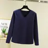 Novo top térmico de gola V para outono e inverno para mulheres, fleece dupla face, tamanhos grandes, fleece alemão, espessado, camiseta de manga longa