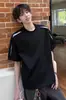 Camiseta Tendência Estilo Americano Design Retrô, Camiseta Manga Curta Respirável Desconstruída Resistente, Camiseta de Algodão Soltinha com Toque Gelado para Homens, Novo Modelo de Verão