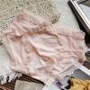 1710 Estilo francês elegante cintura média# malha de seda gelo costura bolinhas renda borda bainha sexy roupa íntima feminina
