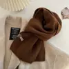 Cachecol de Tricô Liso Atmosférico em Mistura de Lã Estilo Coreano para Mulheres, Novo Aquecedor de Pescoço de Falso Caxemira de Inverno