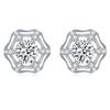 Conjunto de joyas europeas y americanas S925, collar de plata, colgante, pendientes de circonita, anillo de bambú hexagonal de moda con punto