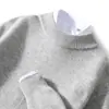 Suéter Novo de Lã 100% Pura para Homens Outono e Inverno, Suéter Pulôver de Gola Alta Meia-Gola Espessado, Suéter de Caxemira Tamanho Grande com Camada Base