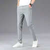 Pantalones Largos Elásticos para Hombre, Pantalones Casuales con Cintura Elástica, Nuevo Estilo de Verano de Moda 2026, Corte Recto Delgado, Estilo Delgado de Seda de Hielo de Verano