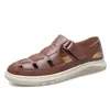 Sandalias de Playa Transpirables Antideslizantes de Verano para Hombre, Zapatos Casuales Huecos de Cuero con Suela Suave para Exteriores para Hombre, Talla Grande 46
