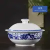 Tigela de Arroz e Prato de Cerâmica Dragão Azul e Branco Item Único Jingdezhen Cor Sob Esmalte Porcelana Branca Alta de Alta Temperatura Conjunto de Tigela e Prato de Cerâmica Doméstico
