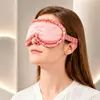 Antifaz bloqueador de luz con encaje, antifaz de color sólido a la moda, seda sintética, suave y cómodo para dormir, antifaz de hoja de loto para bloquear la luz al dormir