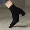 Botines de Tacón Alto para Mujer, Elegantes de Punta Fina, Tacón Grueso, Cremallera Lateral, Botines de Tobillo, Nuevo Estilo Popular Otoño e Invierno 2026, Botas de Moda con Forro de Felpa