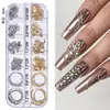 Nueva Joyería Caliente para Uñas ins Cadena Pequeña 12 Cajas Acero Dorado y Plateado Bola de Acero Pegatina Decorativa para Uñas DIY Cadena Metálica