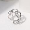 Anillo Europeo y Americano Transfronterizo de Acero de Titanio para Mujer Forma de Hoja Corazón Nicho Simple No Desvanecible Abierto Acero Inoxidable Venta al por Mayor
