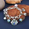 1082 Transmisión en Vivo Moda Tendencia Estilo Chino Combinación Pulsera Colgante Esmalte Pulsera Estilo Étnico Retro para Mujeres