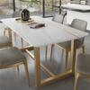 Mesa de Comedor y Silla de Mármol Nórdico Combinación Mesa Sencilla para Apartamento Pequeño Mesa Celebridad de Internet Estancia en Casa Restaurante Mesa de Comedor Rectangular con Placa de Roca