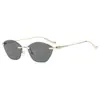 Nuevas Gafas de Sol Estilo Sin Marco Europeas y Americanas para Mujer, Gafas de Sol Personalizadas con Montura Metálica Polygonal, Gafas de Alta Gama para Mujer