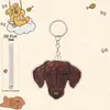 Llavero de Acrílico Personalizado con Cabeza de Perro Plana 2D Europeo y Americano Colgante de Perro Dachshund Llavero de Dibujos Animados Pequeño Regalo