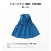 Ropa Infantil Mdd Vestido sin Mangas para Niñas 2026 Verano Nuevo Estilo Estilo Coreano Encaje Vestido Chaleco Azul para Niños Pequeños y Medianos