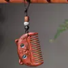 Peine de Masaje Meridianos Tallado de Sándalo Verde, Artesanía de Madera para Mujeres, Peine de Bolsillo Portátil Estilo Antiguo, Colgante de Paisaje, Accesorio para Bolso