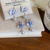 Pendientes Retro Azules con Flores Francesas para Mujer, Suaves y Elegantes de Primavera, Pendientes de Alta Gama, Nuevo Estilo 2025