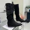 Recién llegado: Otoño 2026 Nuevo Estilo Punta Fina Elegantes de Moda Botas Altas Hasta la Rodilla de Gamuza con Plataforma para Mujer