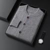 Cárdigan de Cachemir Suave y Ceroso para Hombre Cuello Redondo Cachemir Otoño e Invierno Nuevo Cárdigan para Hombre Botón Chaqueta Base de Lana Suéter