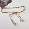Cinto Marrom Estilo Étnico Vintage Boêmio para Mulheres, Adequado para Vestidos, Corrente de Cintura Trançada, Acessório de Cintura de Metal