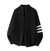 Chaqueta cárdigan de punto de tres rayas para hombre, otoño e invierno, holgada y casual, nuevo modelo popular, comercio exterior al por mayor transfronterizo