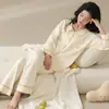 Cárdigan de Nuevo Estilo Pijama de Algodón Elástico para Mujer, Conjunto Casual de Manga Larga y Pantalón Largo para Primavera y Otoño, Conjunto de Alta Gama para Otoño e Invierno