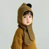 Conjunto de Chapéu e Cachecol Infantil para Outono e Inverno, Chapéu de Lã Quente com Abas de Orelha Versátil e Estiloso para Bebês Meninas