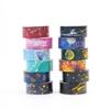 Pegatinas Transfronterizas, Cielo Estrellado 12 Rollos de Cinta Washi con Lámina de Oro, Suministro de Comercio Exterior, Cinta Decorativa para Diario DIY del Universo