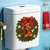 Laço de guirlanda de Natal para filhote fofo, capa de assento de vaso sanitário, adesivo decorativo autoadesivo para assento de vaso sanitário de banheiro, criando uma atmosfera festiva