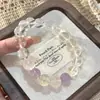 Pulseira Original [Lucky] de Cristal Branco Natural Brasileiro para Mulheres, Atraindo Riqueza e Amor, Cristal Rosa, Cristal Roxo, Pulseira de Cristal Limão